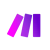 Stylized pink and purple battery icon showing full charge.